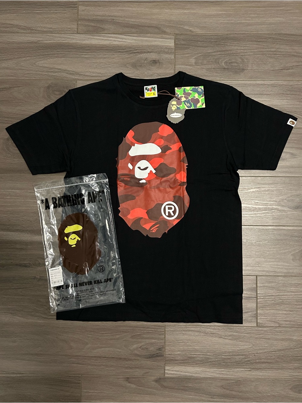 BAPE ABC Camo Big Ape Head Black T-Shirt – Red Camo